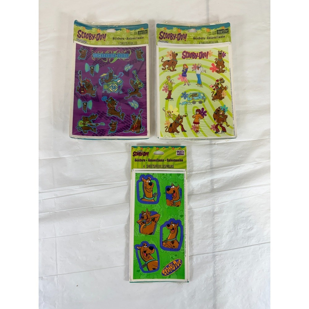 Vintage 1999‎ & 2001 Scooby-Doo STICKERS 3 packages 12 sheets NEW Hallmark